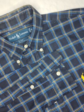Ralph Lauren Blake Shirt Mens Small Blue Plaid Long Sleeve Button Down Casual